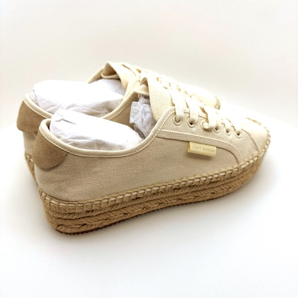 NWOB Tory Burch Seaside Oxford Espadrilles Shoes Vintage Cream Sz 7 - Picture 5 of 9